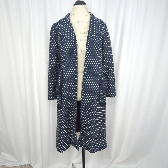 Vintage Rona Pea Coat Small Blue Midi Polka Dot - Picture 11 of 11